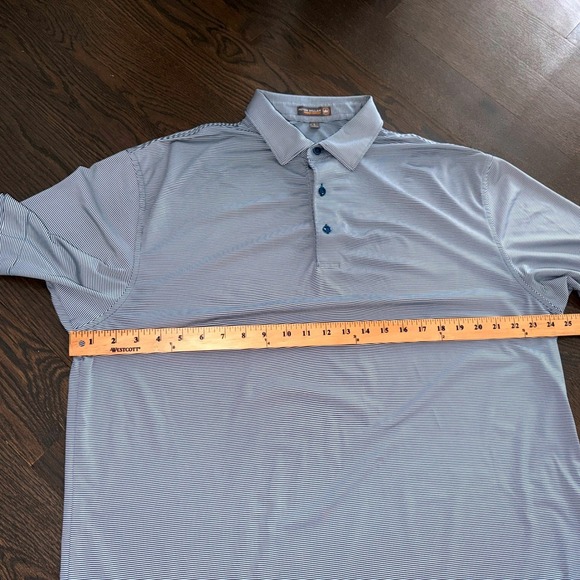Peter Millar Performance Polo Shirts LOT of 2 Men's Large Blue Stripe Golf - Picture 3 of 9